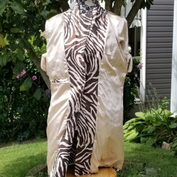 🆕️Pamela McCoy Linen Glittering Bronze animal print coat - Picture 5 of 8